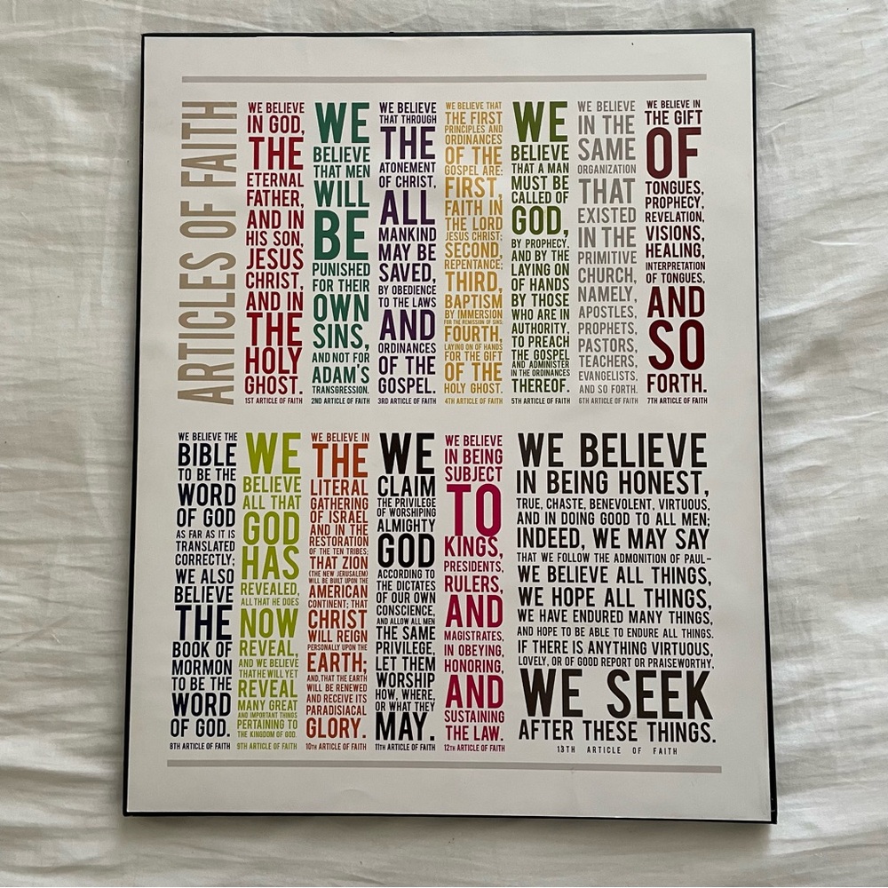 LDS Articles of Faith Art